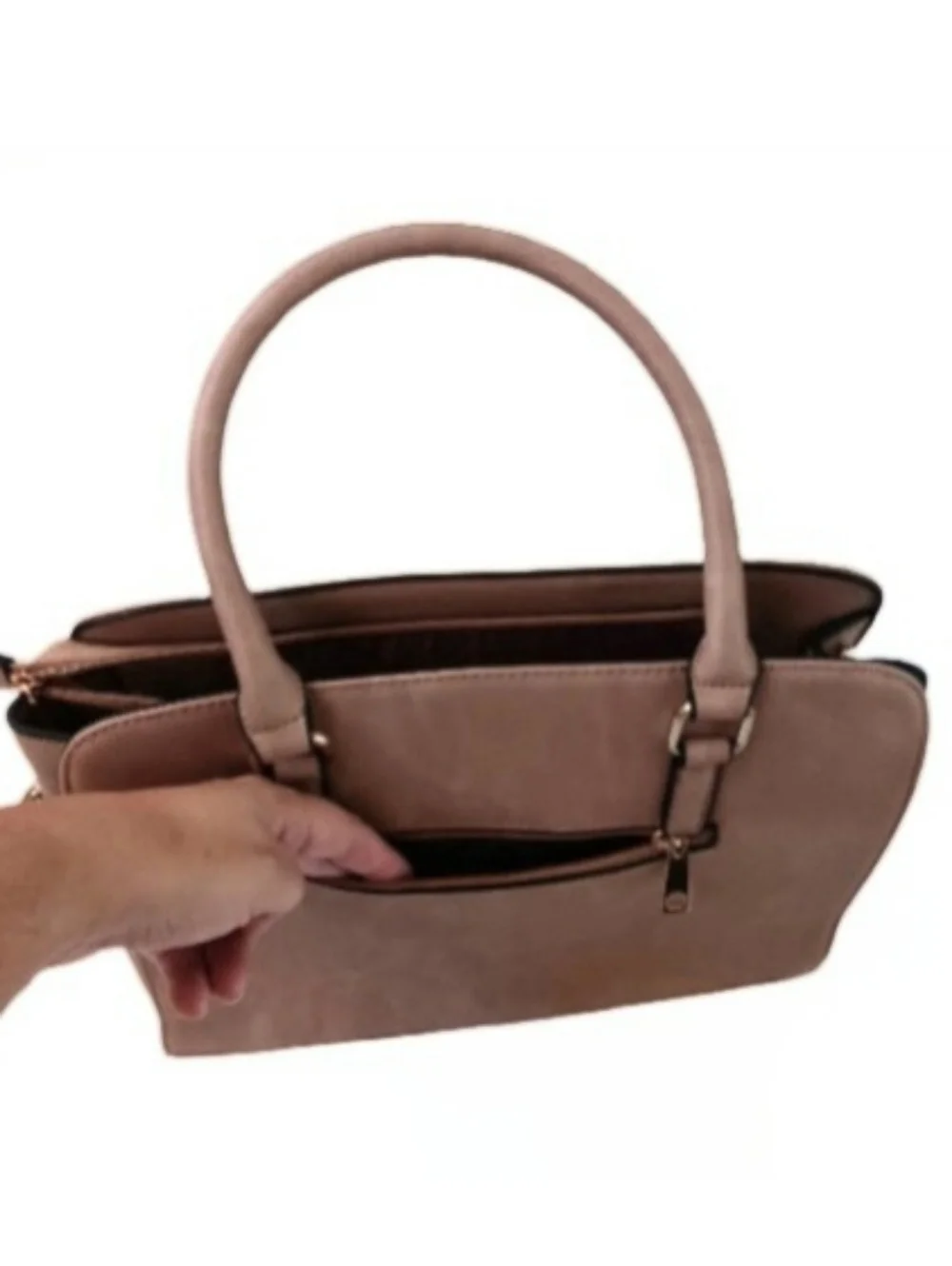 Faux Leather Large Camel Satchel Shoulder Bag | Patchwork